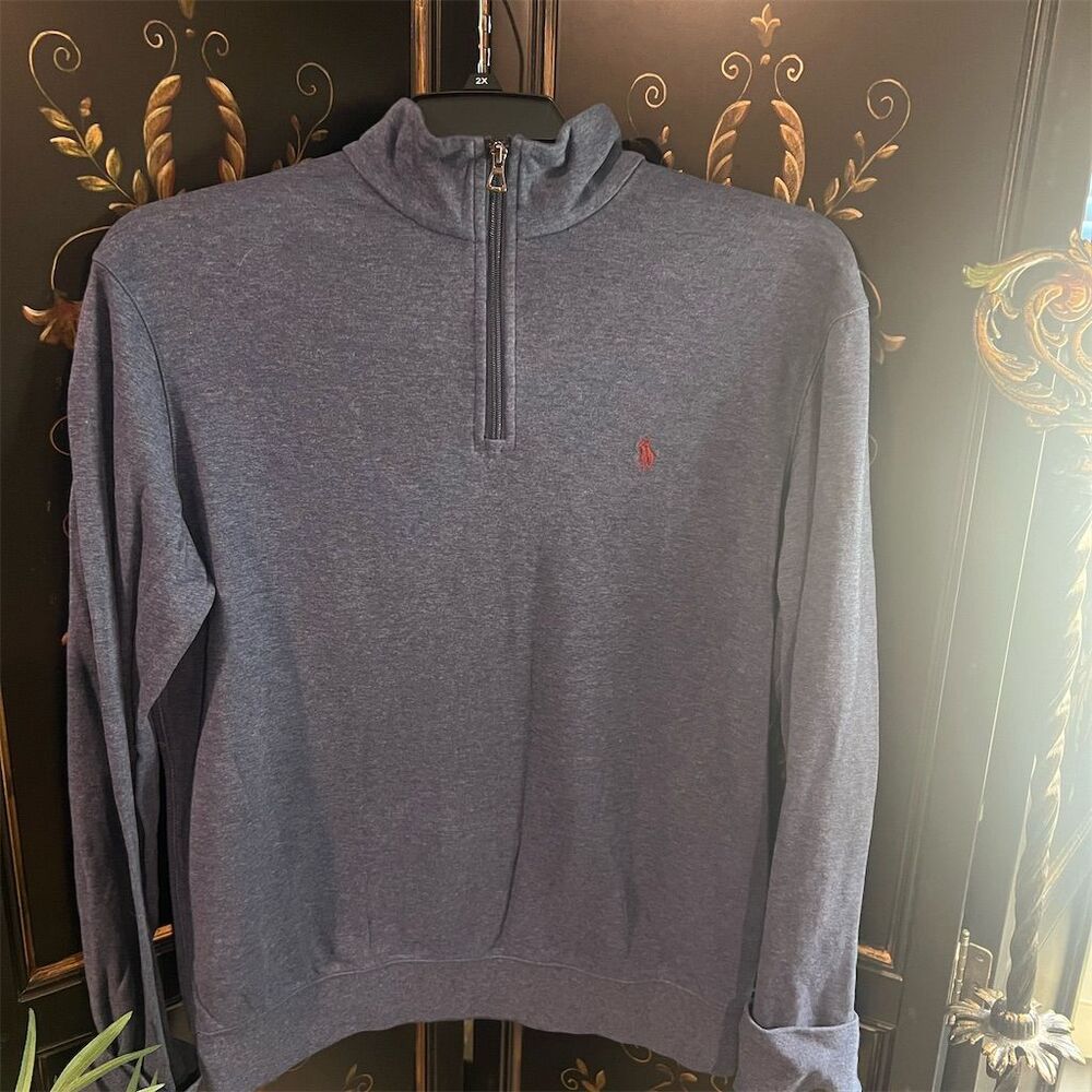 Polo Ralph Lauren Men's M Gray Quarter-Zip Pullover Sweater Casual